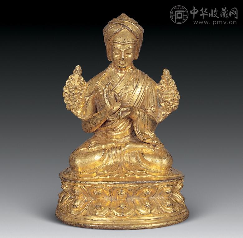 明 铜鎏金上师像