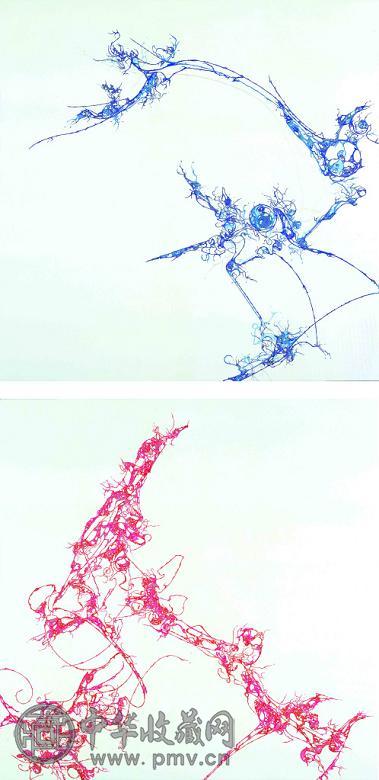 管野盛 2005年作 无题 0103060 及 无题 4002060(共2件) 优丽漆 压克力 画布裱于木板