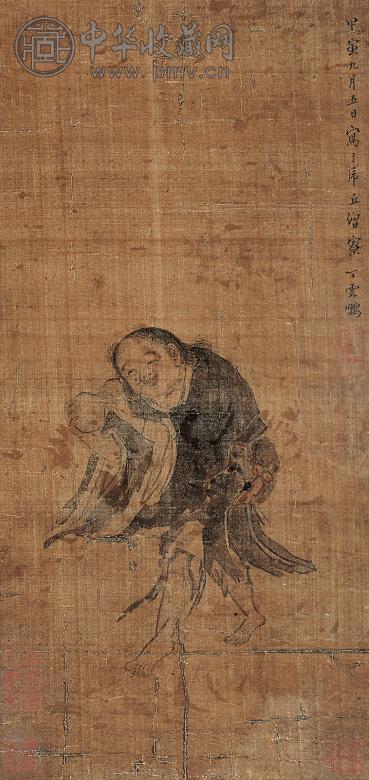 丁云鹏 甲寅(1614年)作 癫僧 镜心 水墨绢本