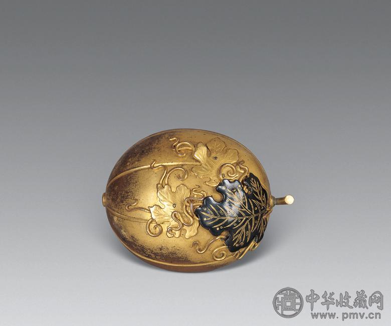 清乾隆 铜鎏金瓜形盒