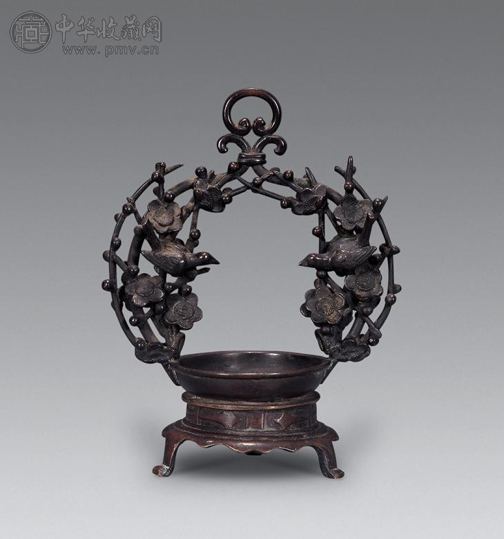 清 铜梅花炉座