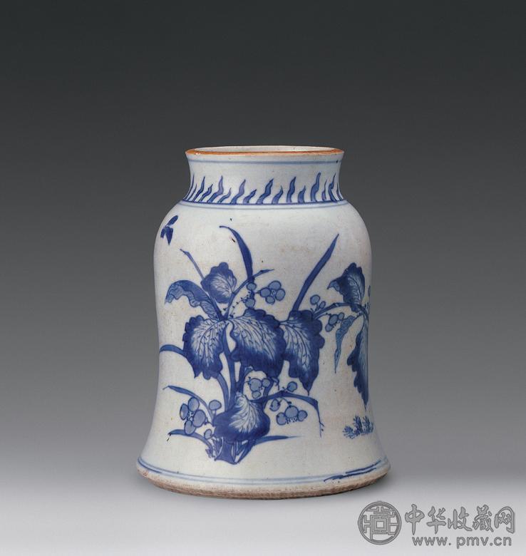 清顺治 青花花卉纹钟式尊