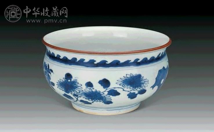 清顺治 青花花卉纹香炉