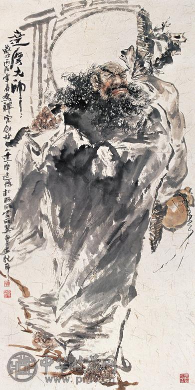 唐雁翼 丙戌(2006年)作 达摩大师 立轴 设色纸本