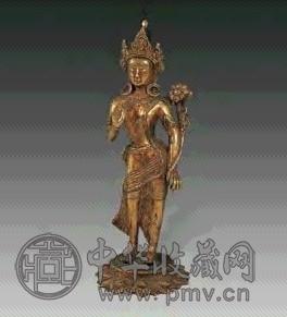 铜鎏金莲花手佛