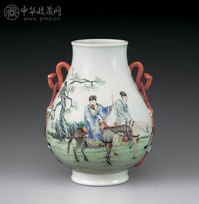 民国 粉彩人物纹双耳尊