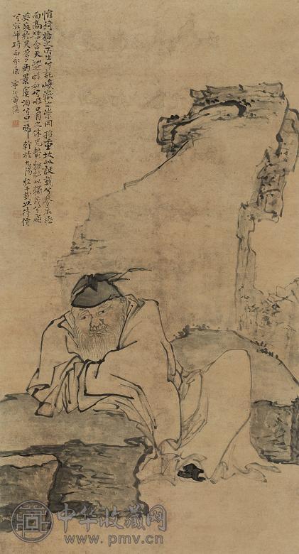 黄慎 人物图 立轴 设色纸本