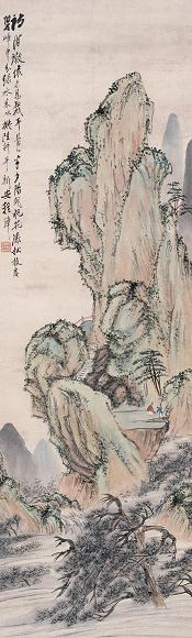 程璋 碧峰夕照图 立轴 设色纸本 程璋 碧峰夕照图 立轴 设色纸本