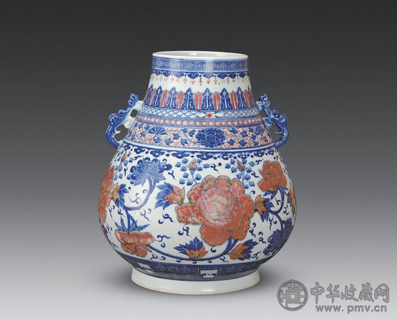 清 青花釉里红兽耳尊 清 青花釉里红兽耳尊