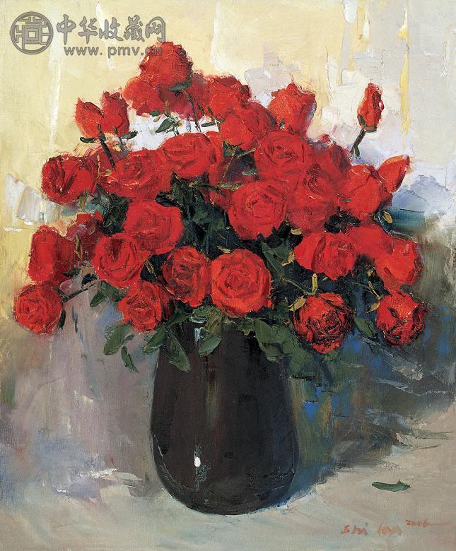 张世范 2006年作 花 布上油彩