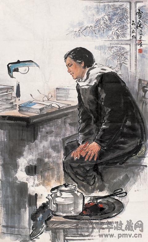 刘济荣 雪夜 镜心 设色纸本