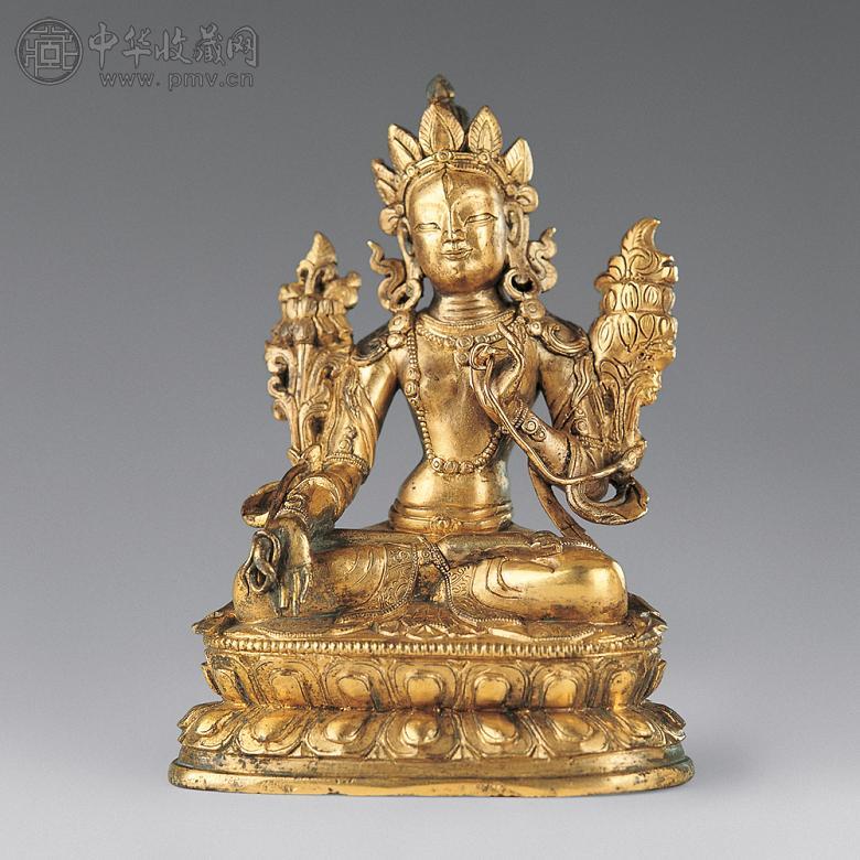 清 铜鎏金白度母像