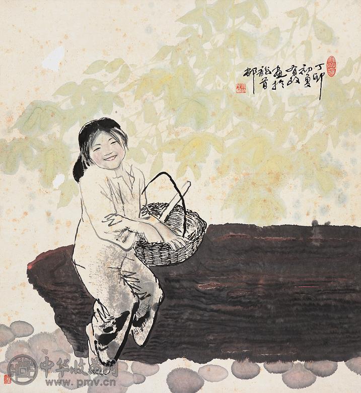 王有政 女孩 立轴 设色纸本