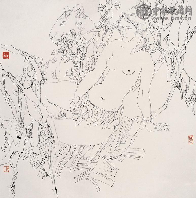 王明明 山鬼图 镜心 水墨纸本