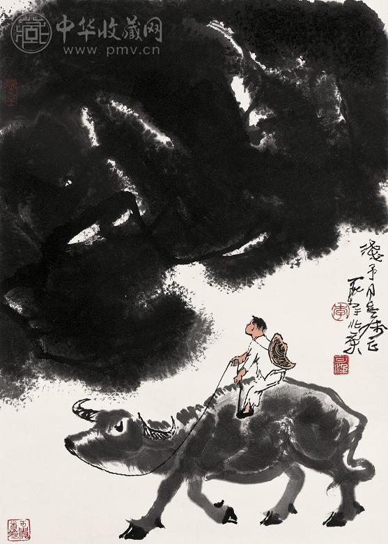 李可染 牧牛童子 立轴 设色纸本