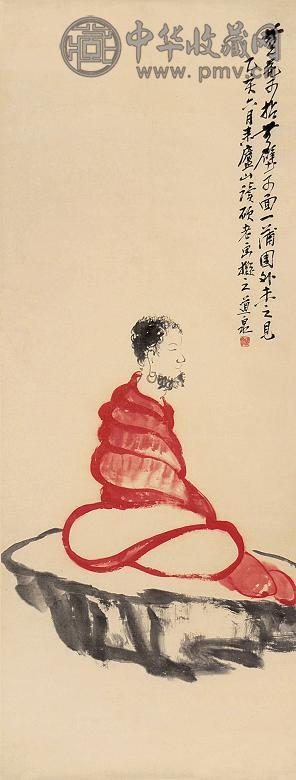 钟道泉 1995年作 无花可拈 立轴 设色纸本