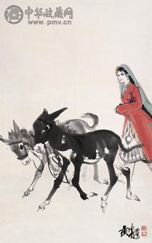 黄冑 赶驴图 镜心 设色纸本