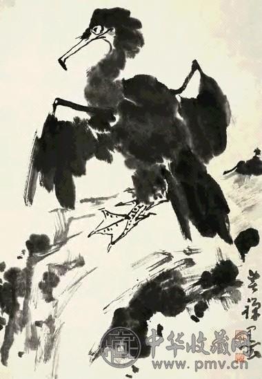 李苦禅 鱼鹰 轴 纸本墨笔