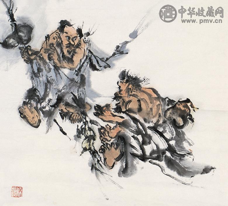 梁占岩 人物 镜心 设色纸本