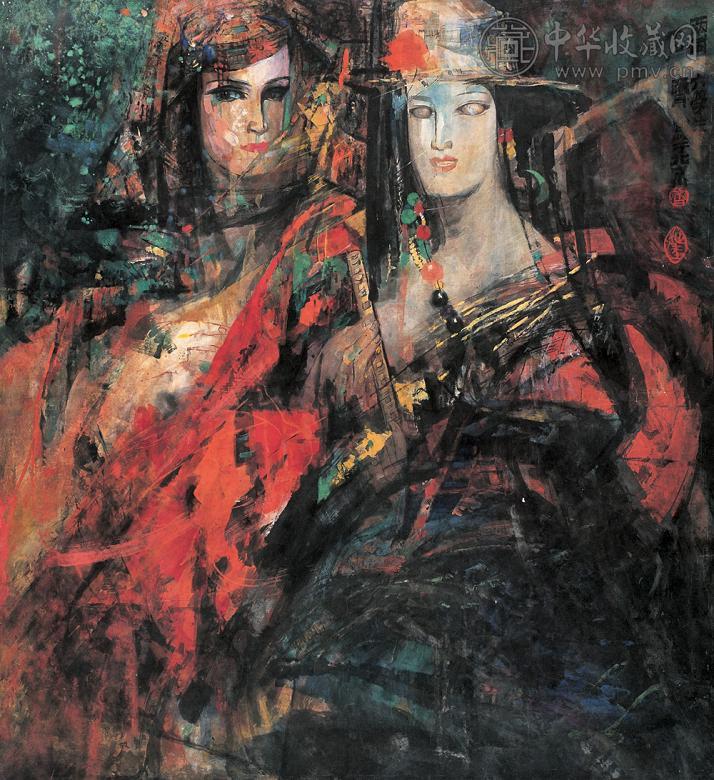 石齐 两个大学生 镜心 设色纸本