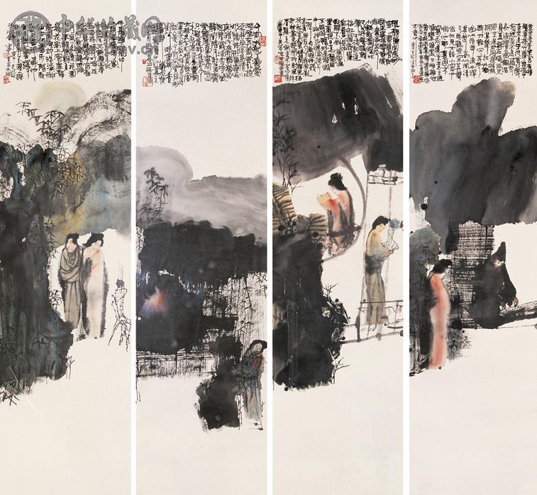 彭先诚 1990年作 西厢记 镜心 设色纸本