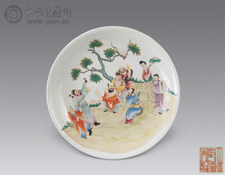 清晚期 粉彩八仙图盘