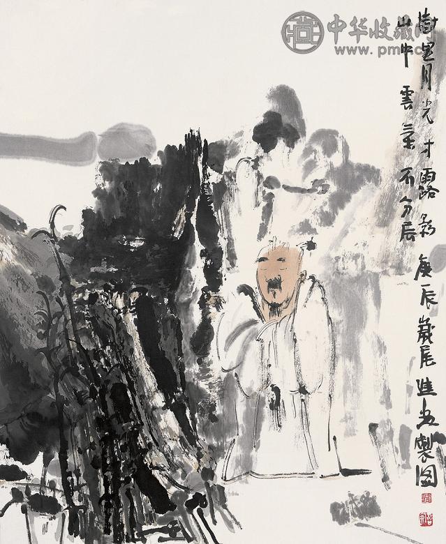 刘进安 庚辰(2000年)作 高士 镜心 设色纸本