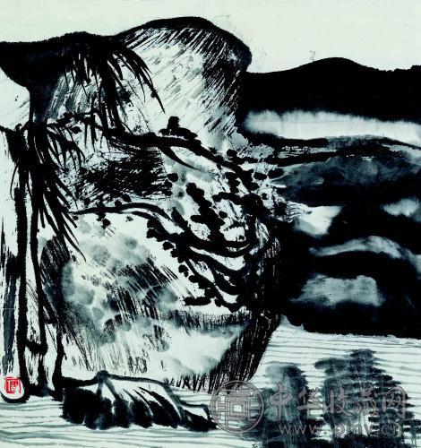 谷文达 约80年代作 风景 水墨 纸本