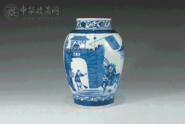 民国 青花空城计罐