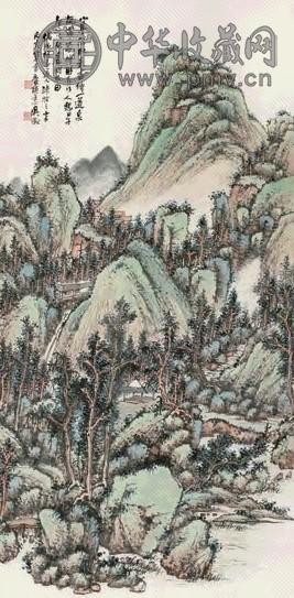 吴徵 1926年作 流泉深树 立轴 设色纸本