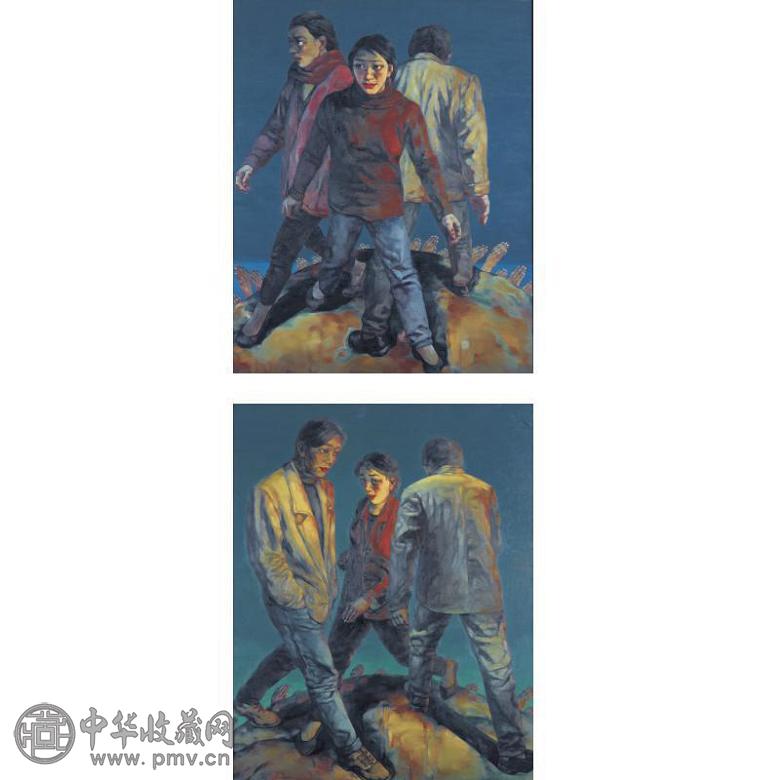 苏新平 1996年作 欲望之海十六号 十七号 油画画布