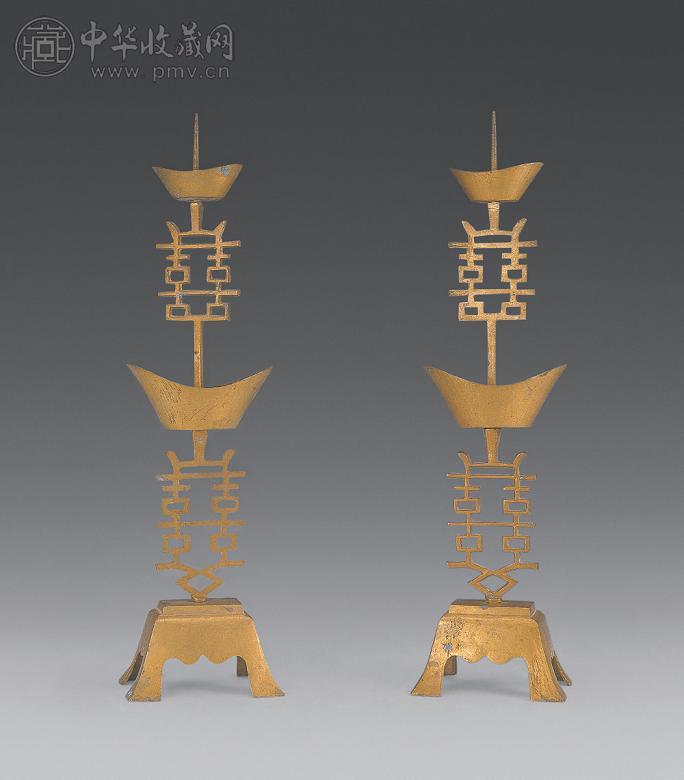 清 铜喜字腊台(2件)