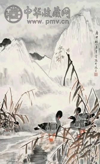 吴青霞 1980年作 雪芦雁棲图 立轴 设色纸本