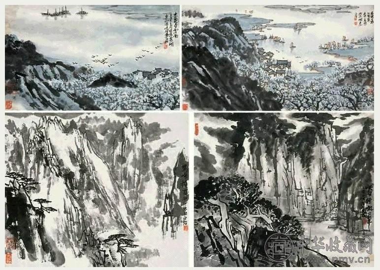 宋文治 山水小品 册页 十二开 设色纸本