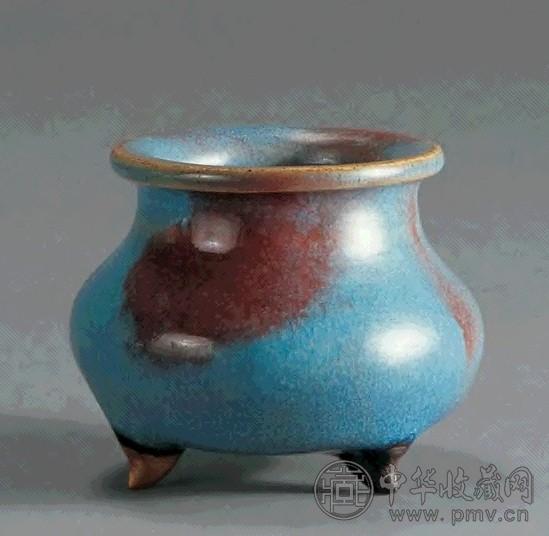 南宋 钧窑玫瑰红三足高炉