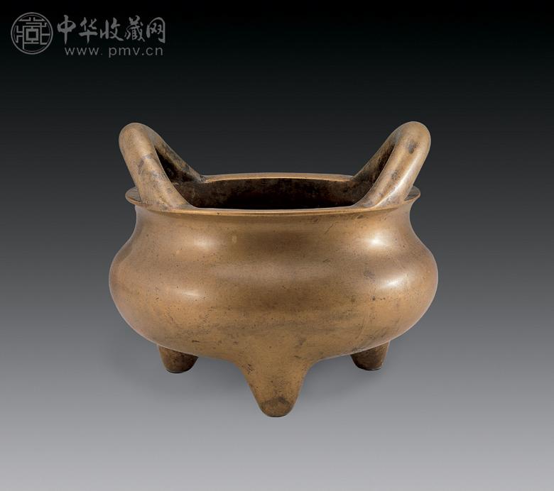 清中期 铜双耳三足炉