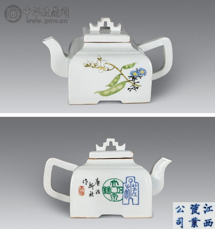 清宣统 陈声和制粉彩茶壶