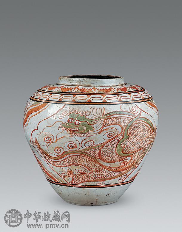 辽 磁州窑龙凤纹罐