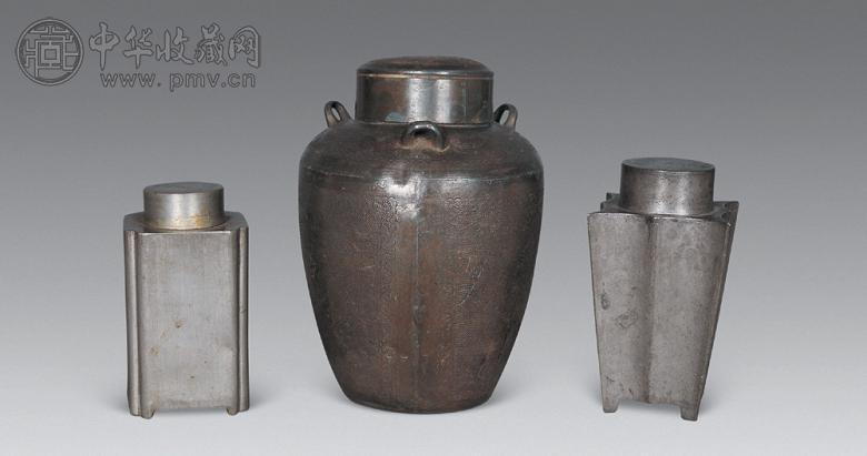 清 锡刻花茶叶罐(3件)