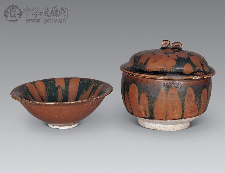 金 黑釉铁锈花盖罐 小盘(2只)