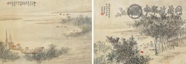 吴穀祥 古诗意 册页(12开选2)