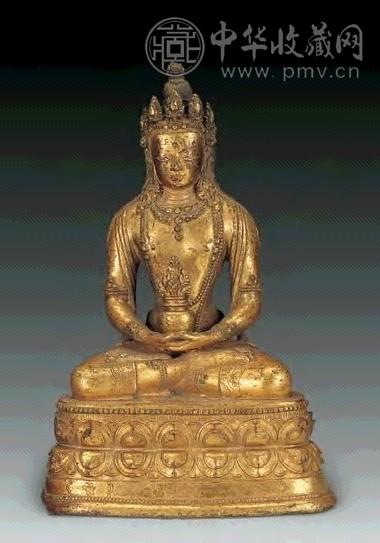 清 喀尔廓铜鎏金无量寿佛像