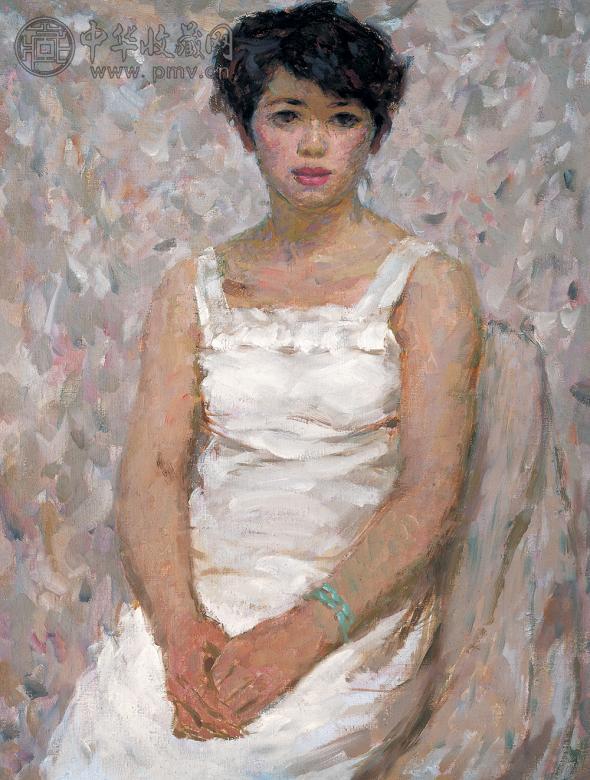 刘弘 白衣少女 布面 油画