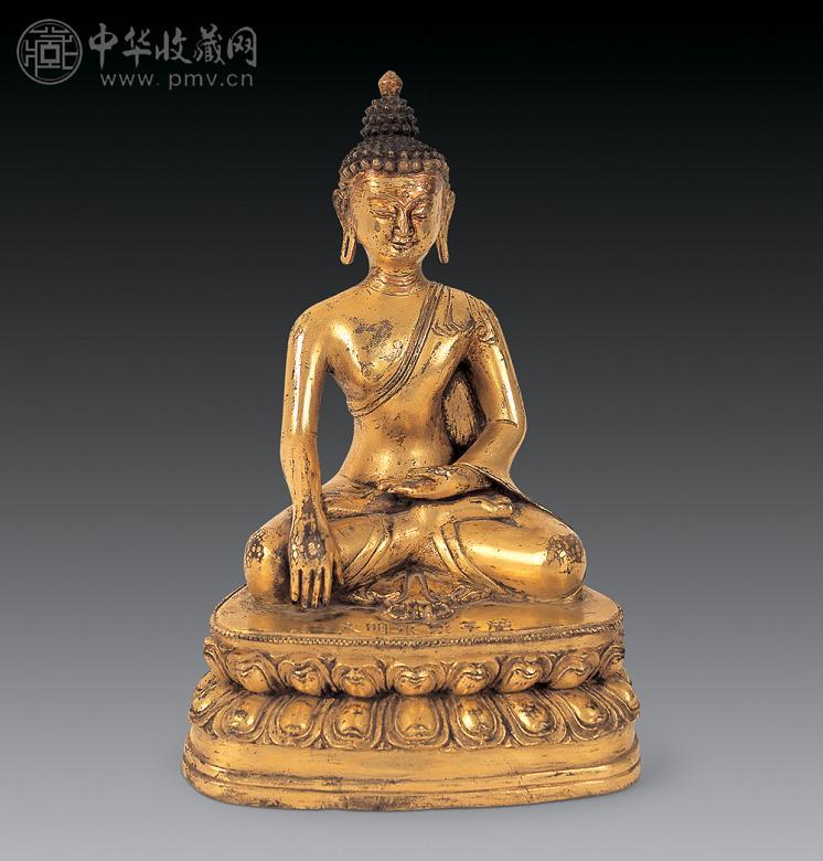 清 铜鎏金释伽牟尼佛像