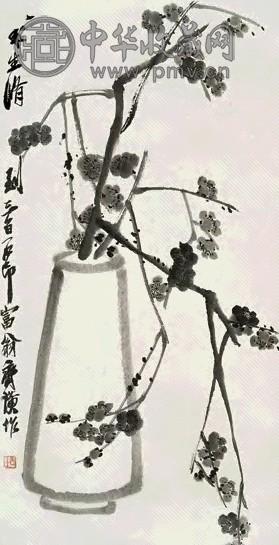 齐白石 瓶梅 镜片 水墨纸本