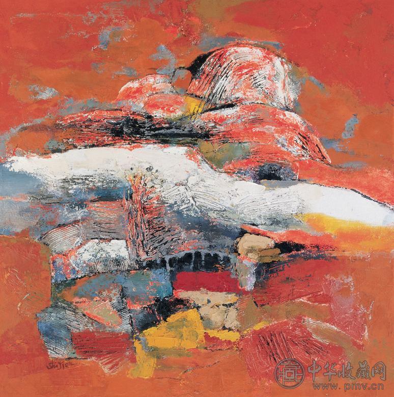 黄世坚 夕阳秋色 布面 油画