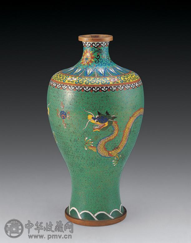 清中期 掐丝珐琅双龙纹梅瓶