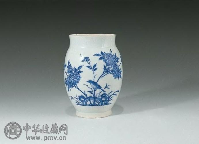 明崇祯 青花花鸟莲子罐