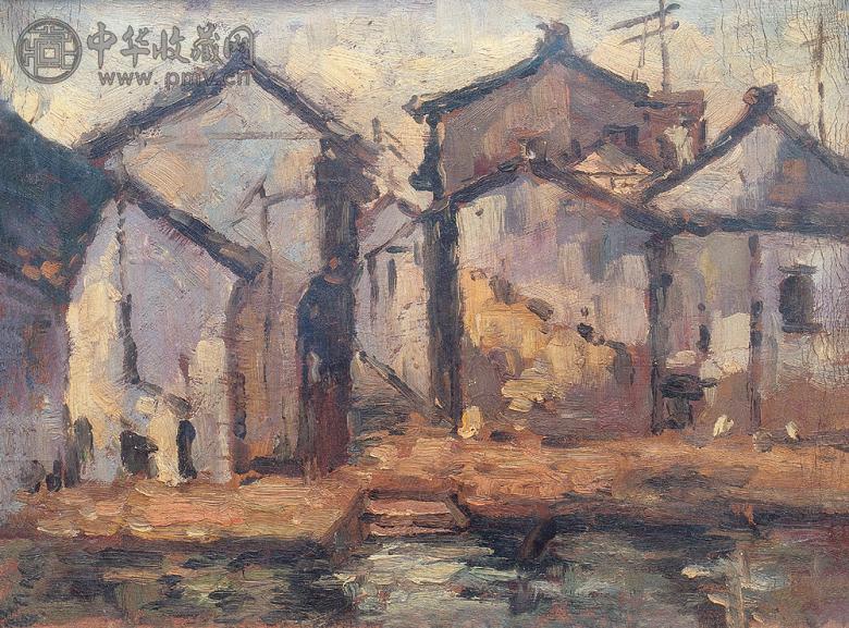 徐悲鸿 1934年作 水乡一隅 布面 油画