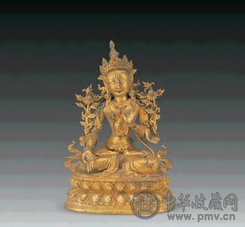 清 铜鎏金白度母像